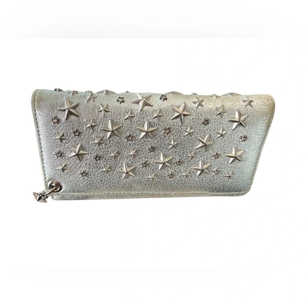 Jimmy Choo Metallic Leather wallet with interior d rings- see callouts